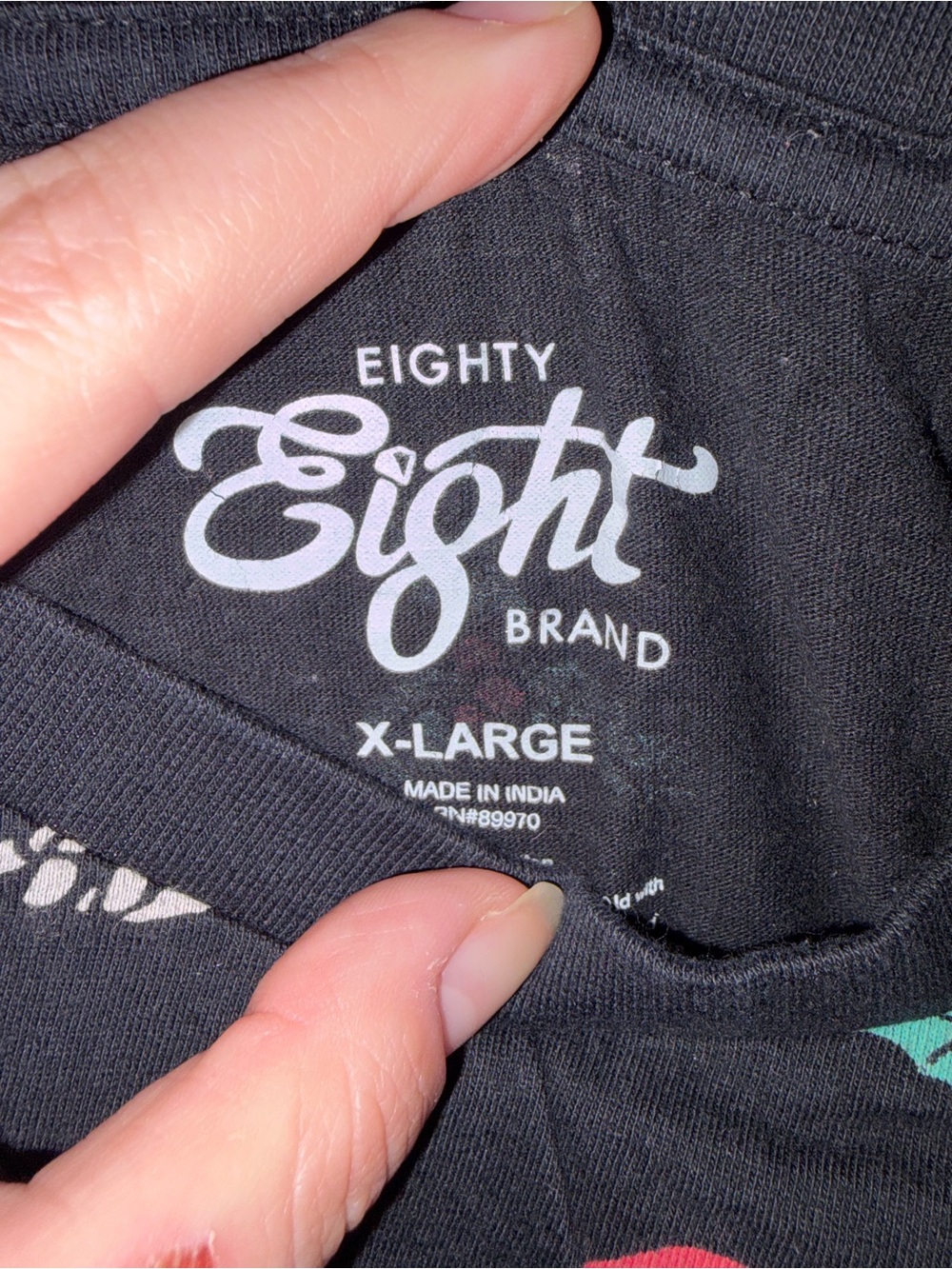 Eighty Eight Black Tee with White Logo and Multicolor Accents - Picture 4 of 4